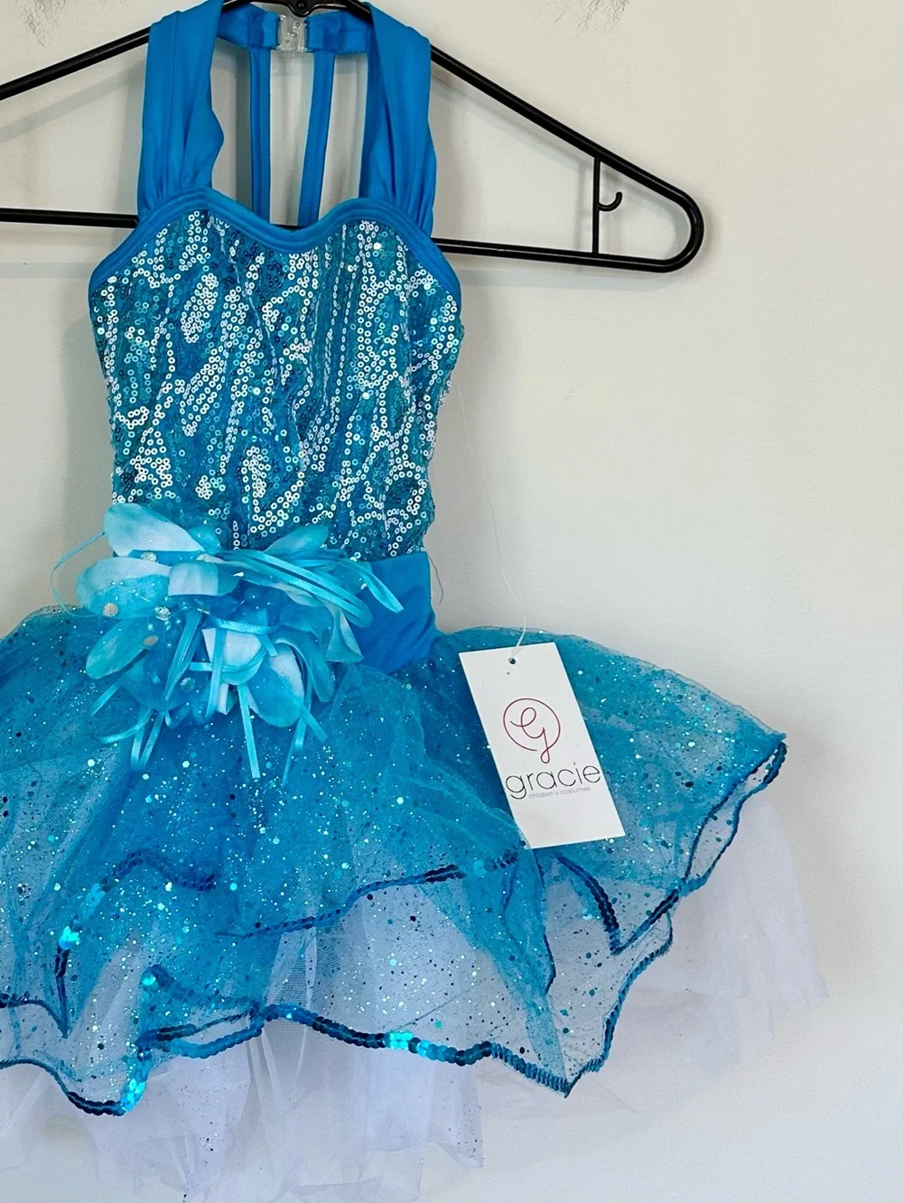 NWT Gracie Girls' Turquoise Sequin Tutu Dance Costume - Size: SC